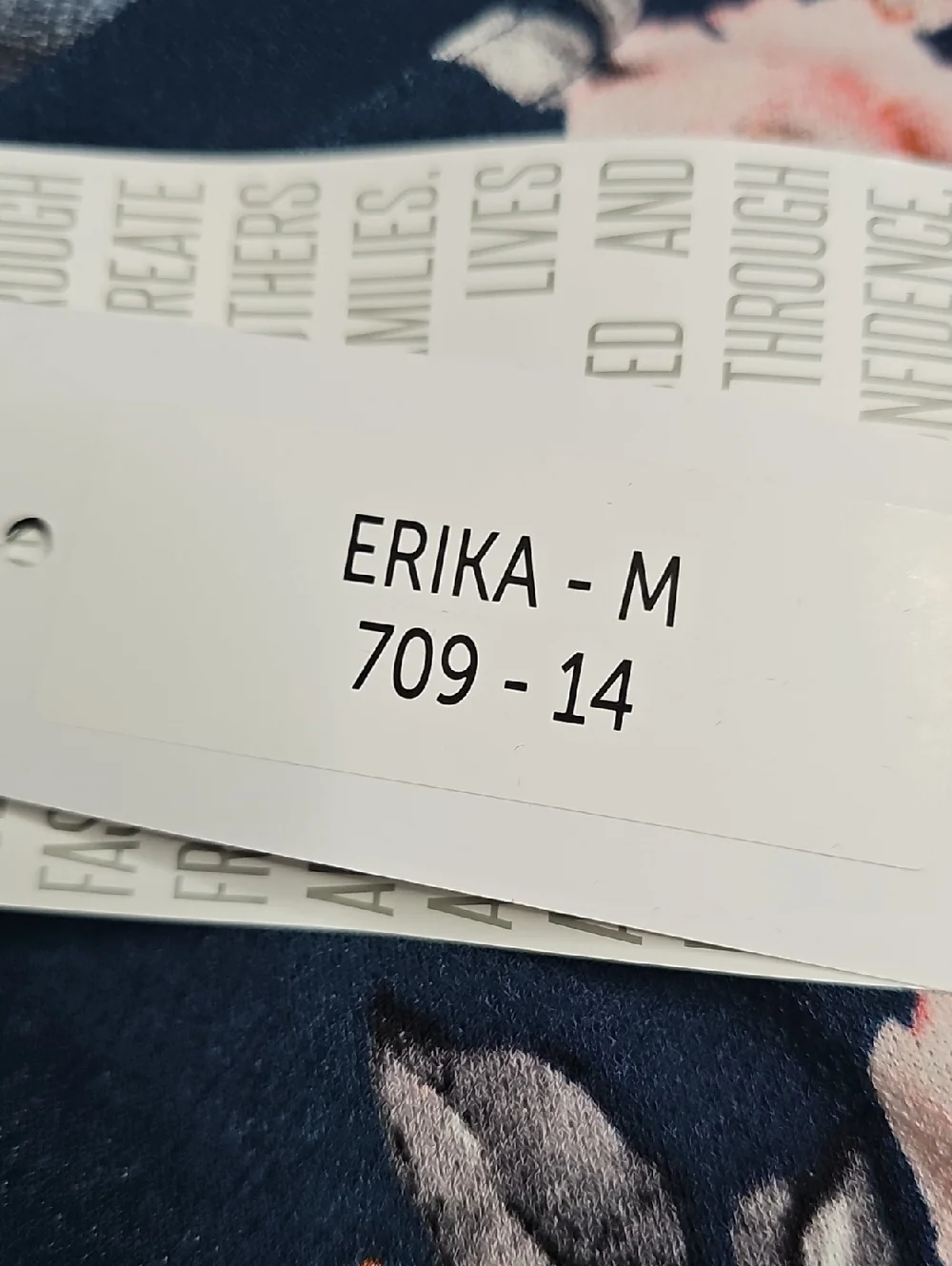 LuLaRoe Navy Tee Erika with Blush Pink Rose Print - Picture 6 of 6